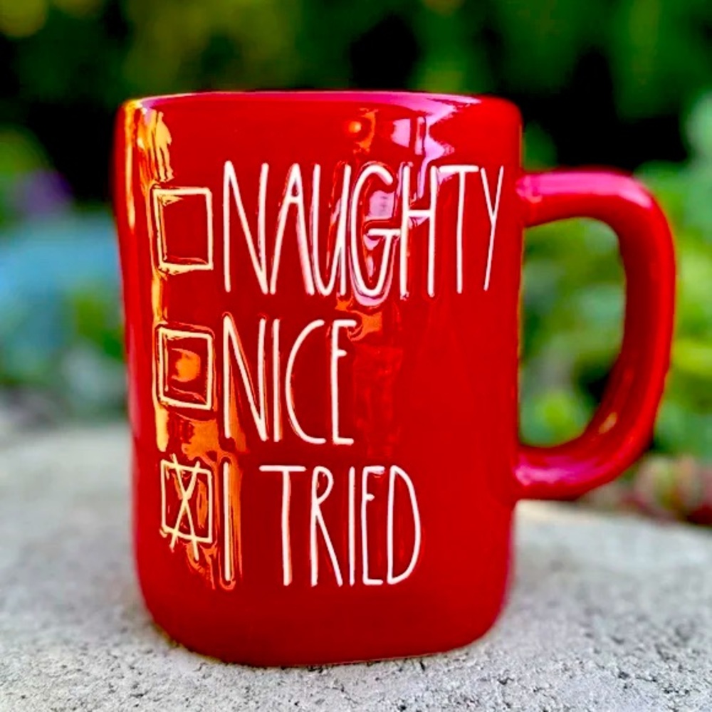 RAE DUNN Red Christmas Mug Naugh and Nice